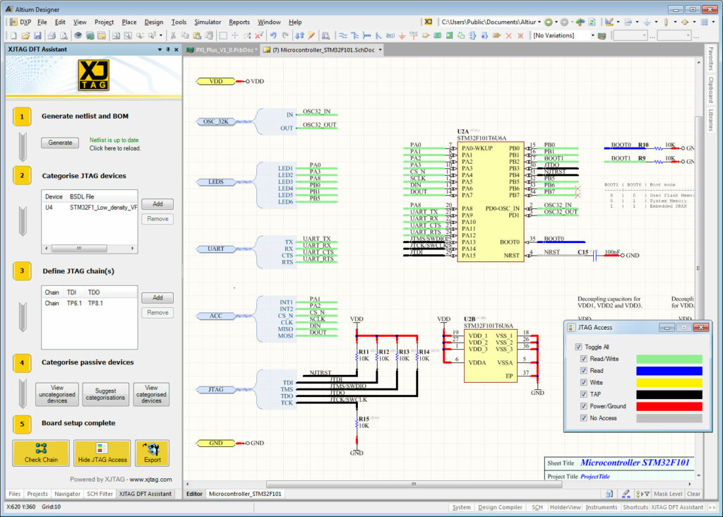 XJTAG DFT Assistant for Altium JTAG Access Viewer